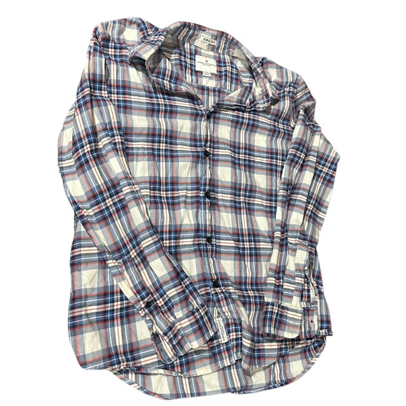 American Eagle Outfitters Tops - American eagle red white and blue button down flannel